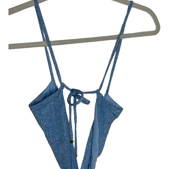 BAOBAB Mia One Piece Swim Bathing Suit Vacation Summer Metallic Cielo Small - Picture 10 of 13